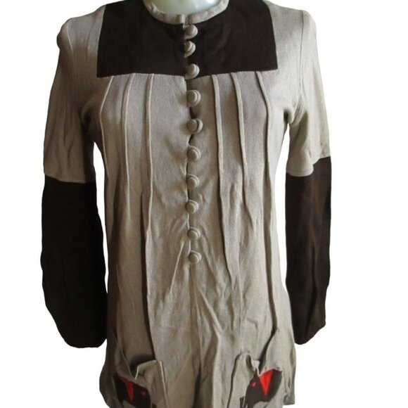 Medium Vintage Women's Tunic Top 1970's Elephant Pockets Real Mod Handmade Indy - Picture 1 of 10